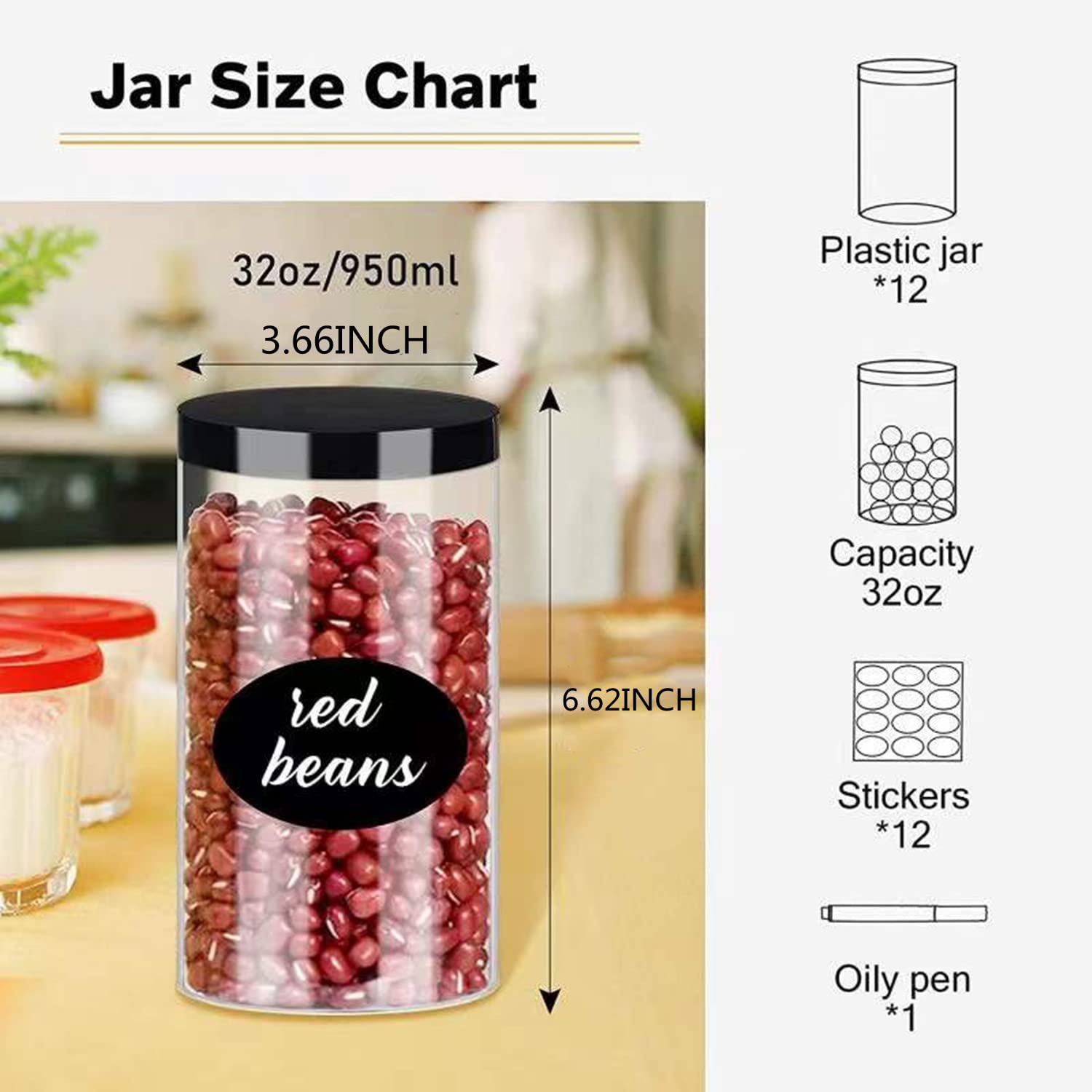 SLifeJars wide-mouth 32oz jar enables quick filling of dry goods.