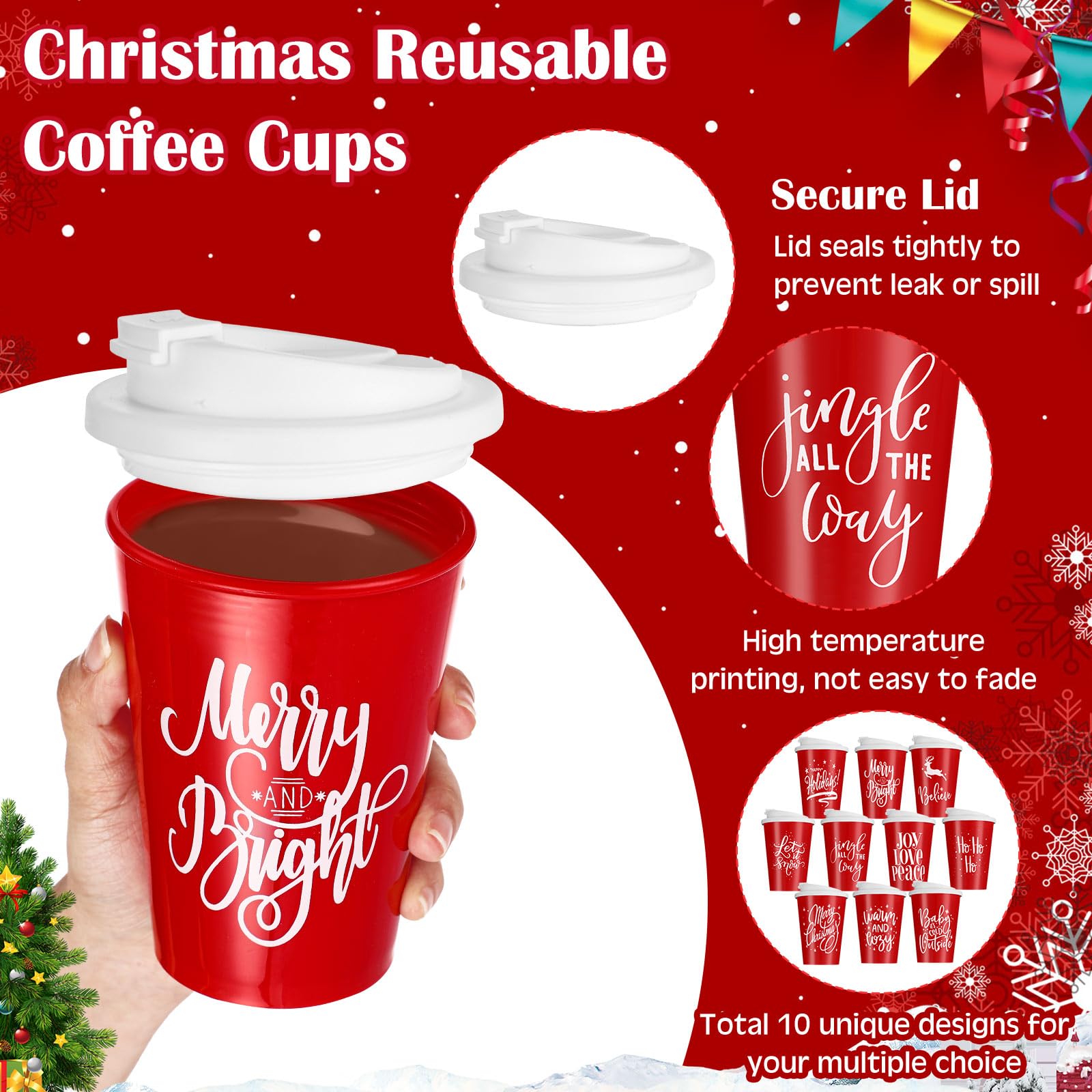 Sliner 12oz cups with lids offer spill prevention during holiday gatherings