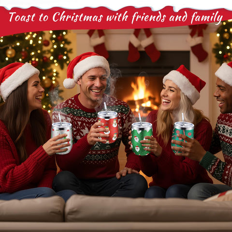 Sliner 4-pack display of Christmas glitter tumblers for gifting
