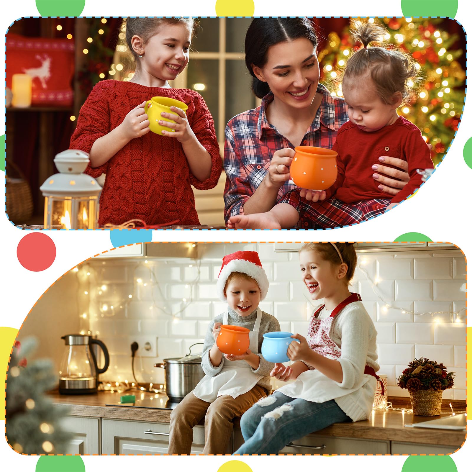 Sliner assorted colors mugs brighten kitchen and tea time.