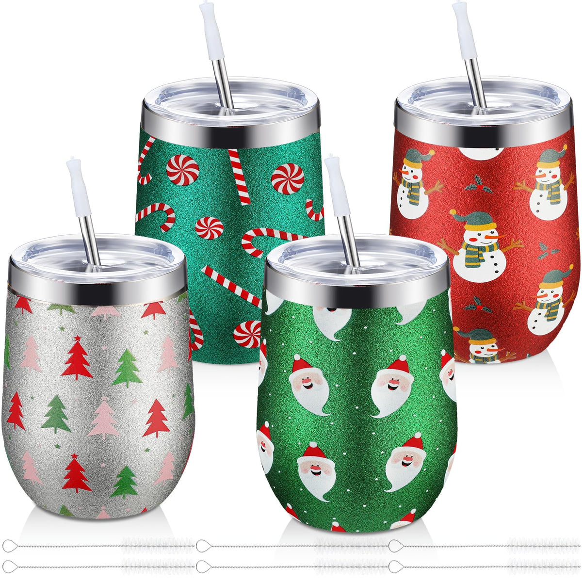 Sliner Christmas glitter tumbler 12oz with lid for festive sipping