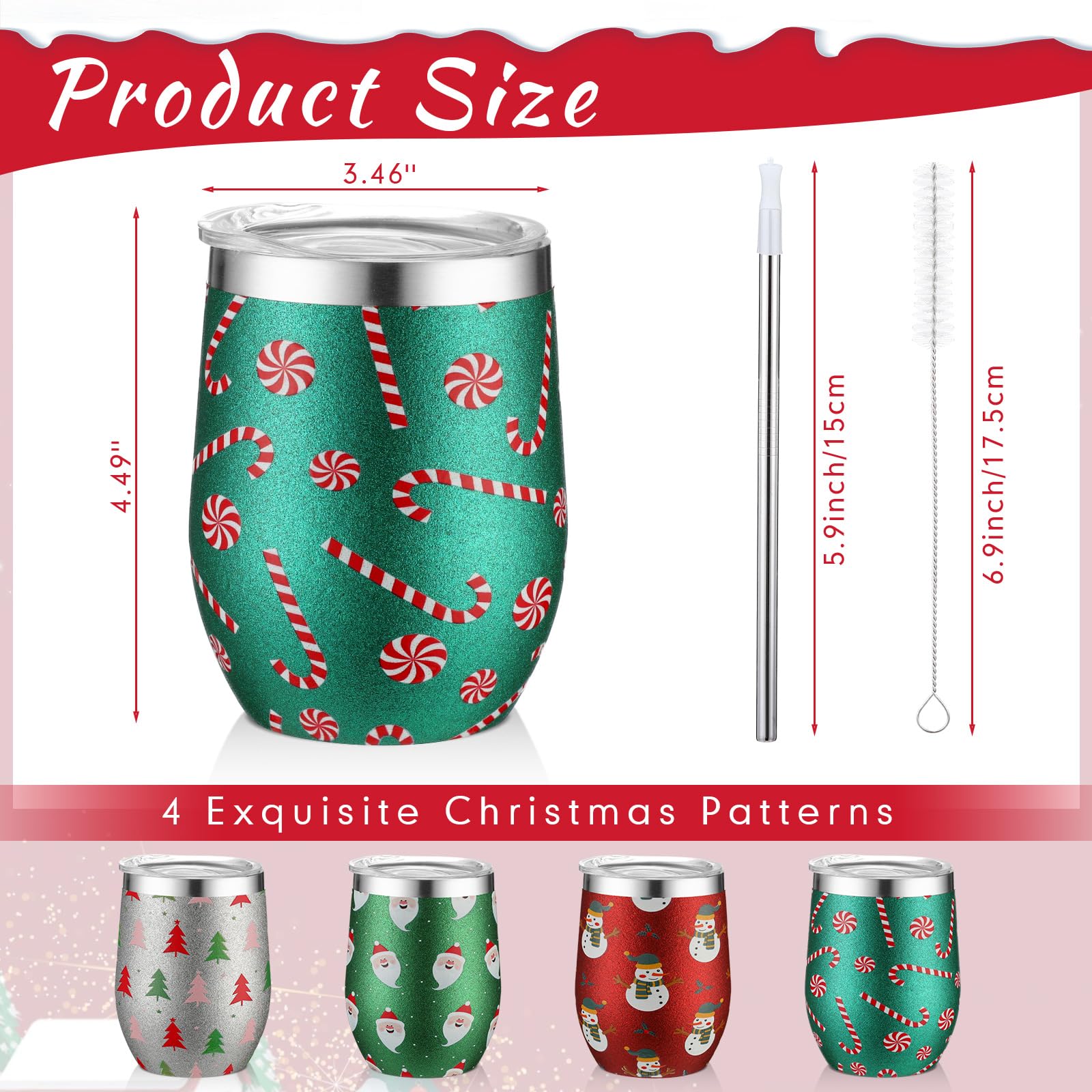 Sliner glitter tumbler 12oz with straw set for easy entertaining