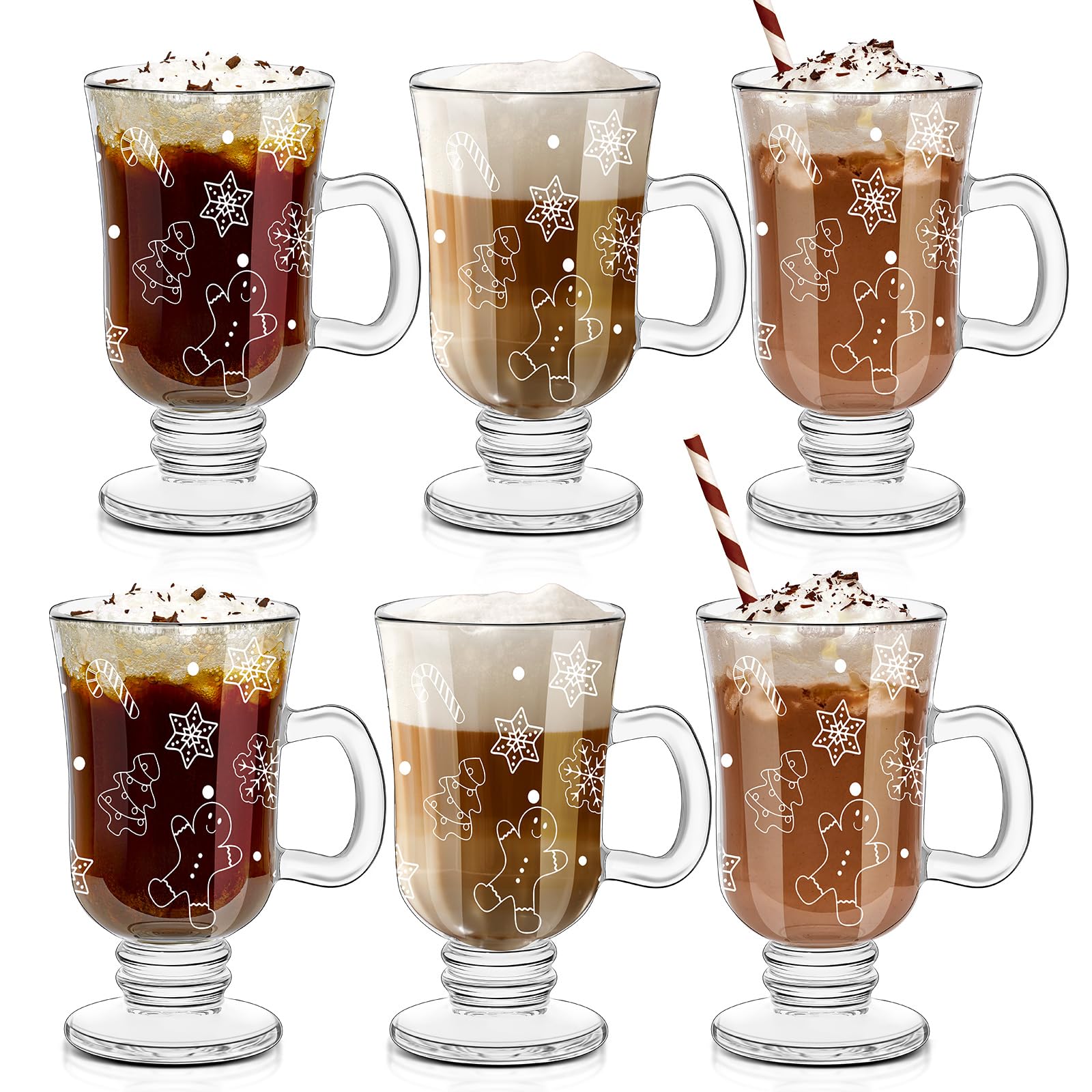 Sliner Christmas snowflake glass mug with handle for easy sipping
