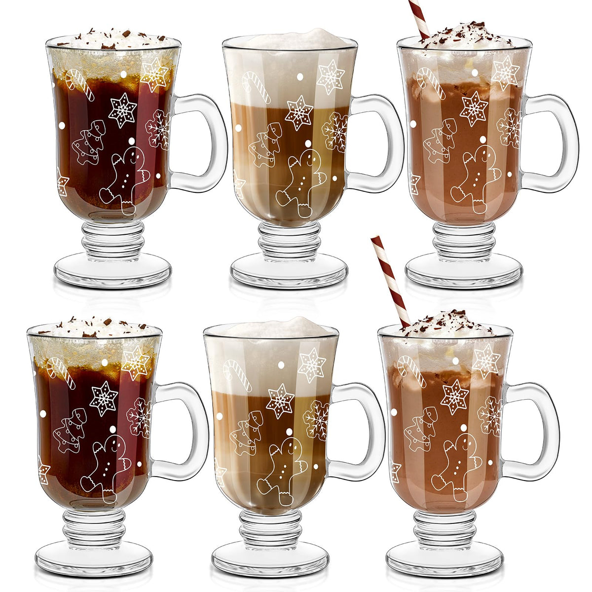 Sliner Christmas snowflake glass mug with handle for easy sipping