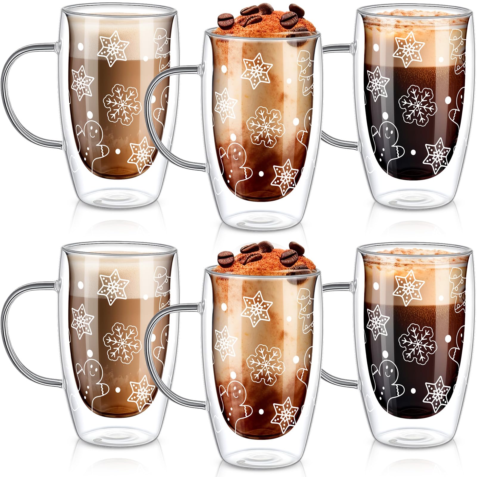 Sliner gingerbread-man glass mug with double-wall insulation for hot drinks