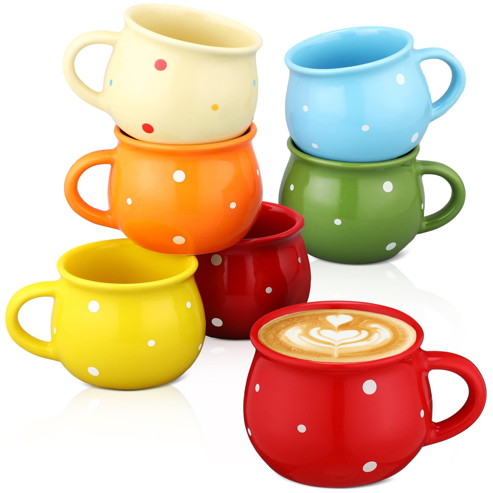 Sliner polka-dot mugs six-pack adds cheerful mornings.