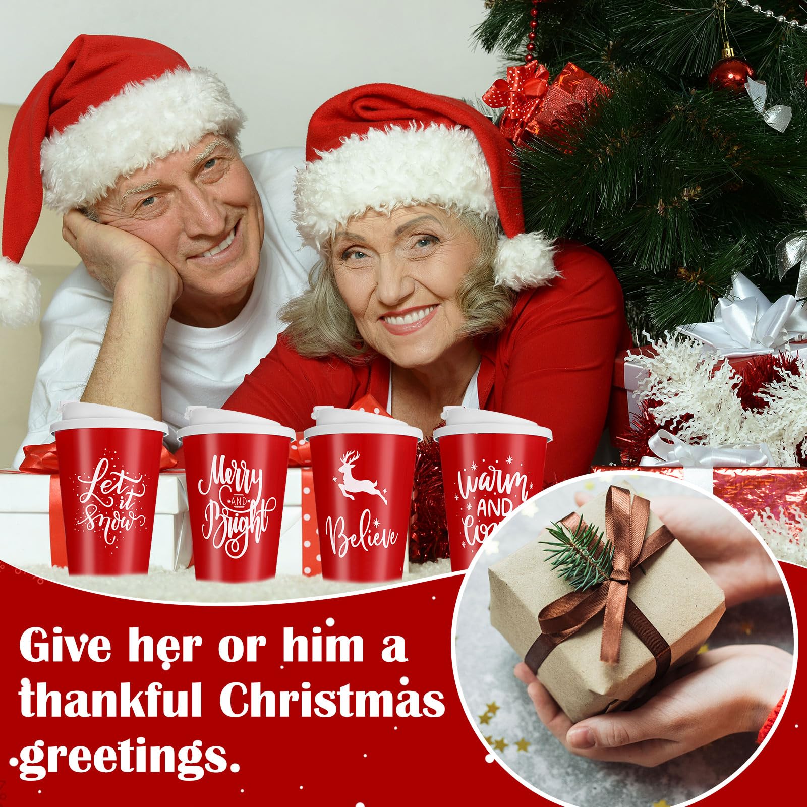 Stackable Christmas cups save space in kitchen and office storage