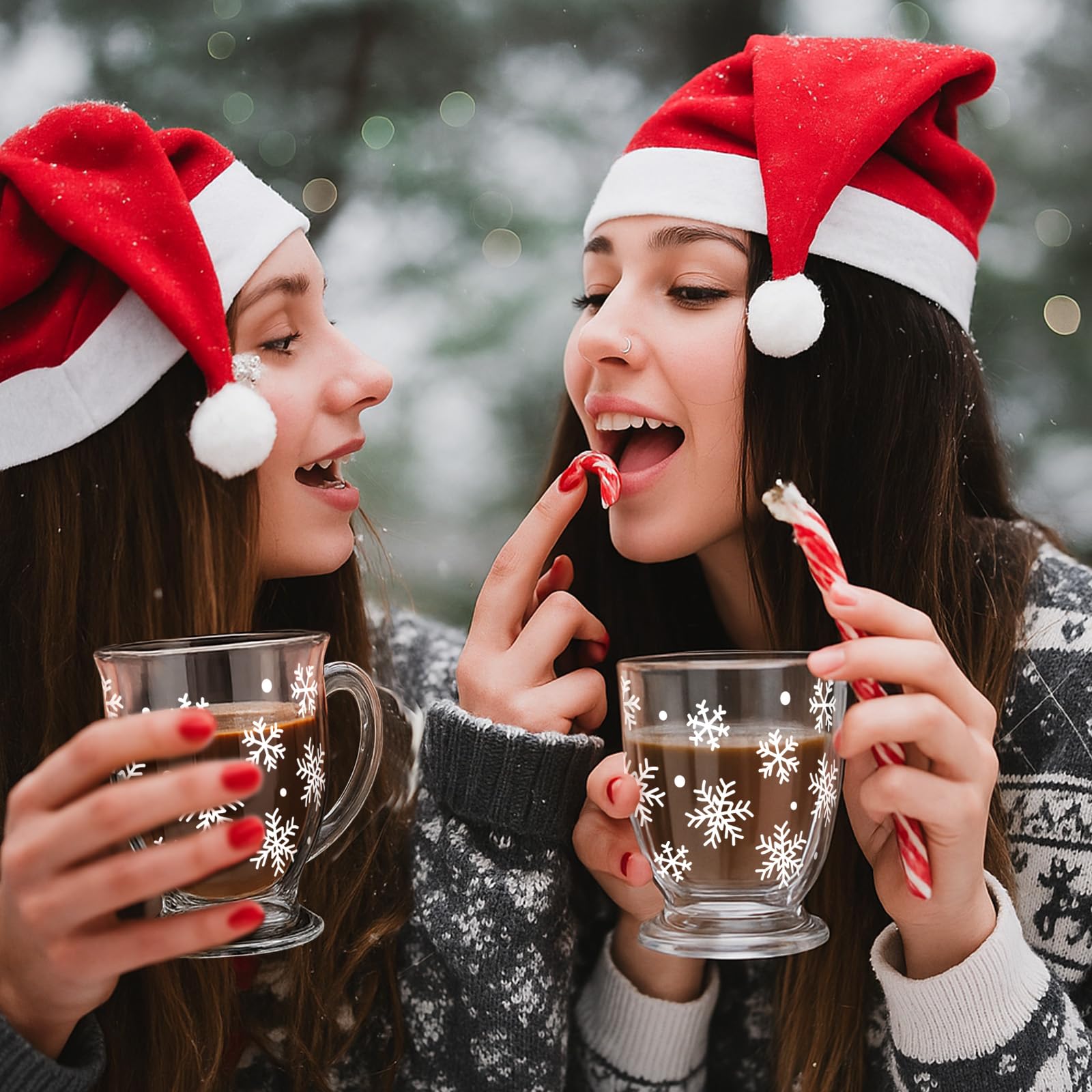 Sliner snowflake patterned mug adds festive flair to winter beverages.
