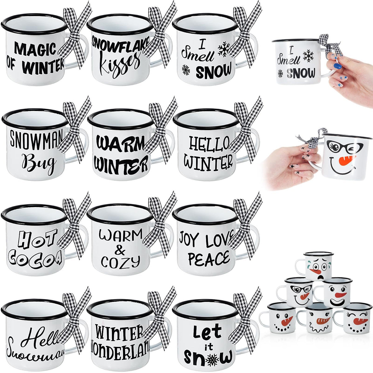 Sliner snowman mini mug with festive Let It Snow design for hot cocoa