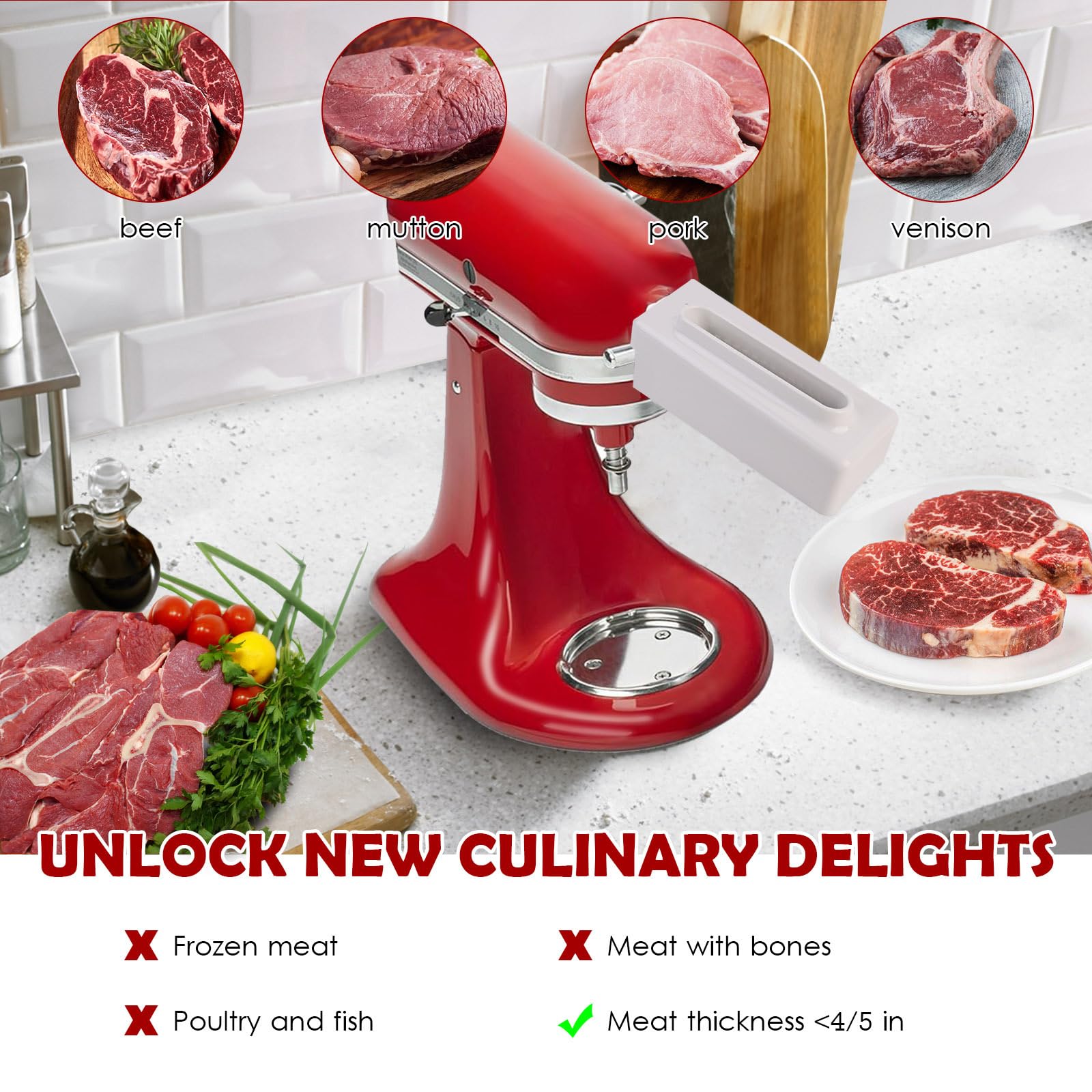Slltto meat tenderizer white design adds a clean, compact look to the kitchen.