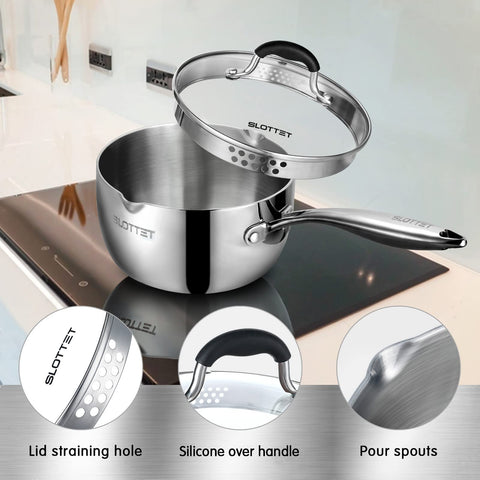 Dishwasher-safe SLOTTET Tri-Ply saucepan design for easy cleanup