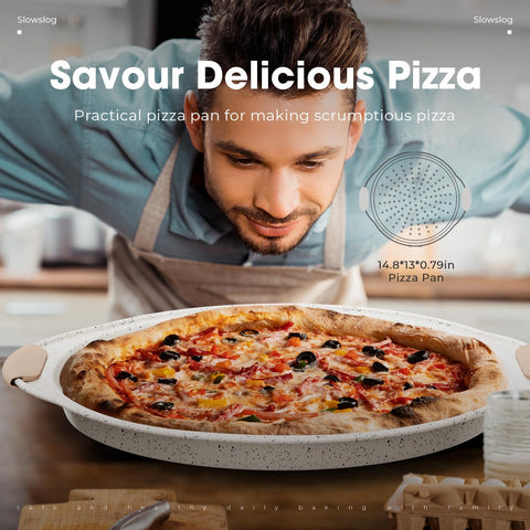 Slow Slog pizza pan for crispy crusts and clean edges.