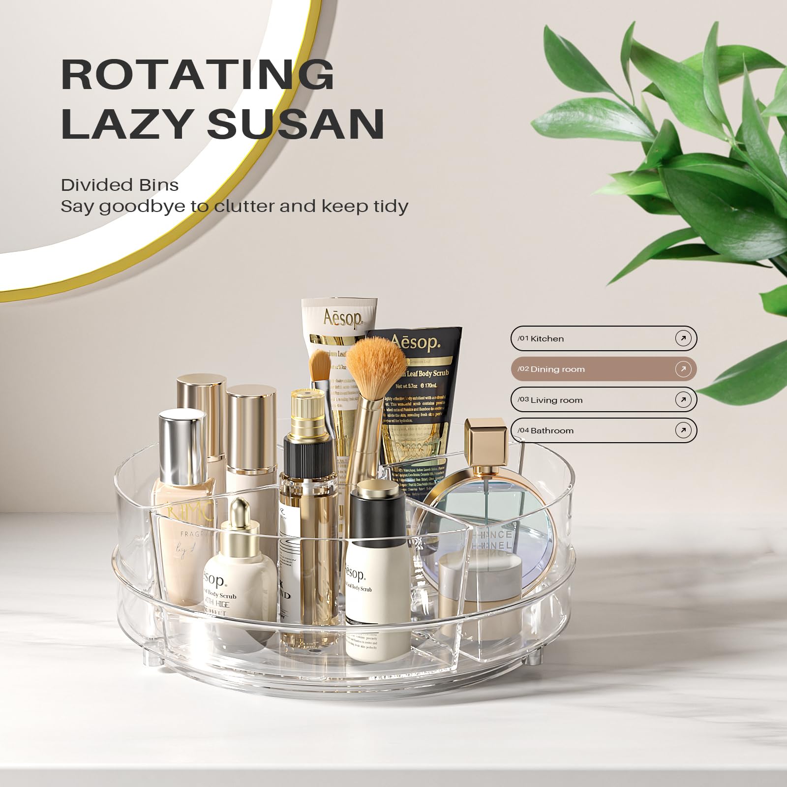 Slow Slog Lazy Susan clear design helps you spot items at a glance.