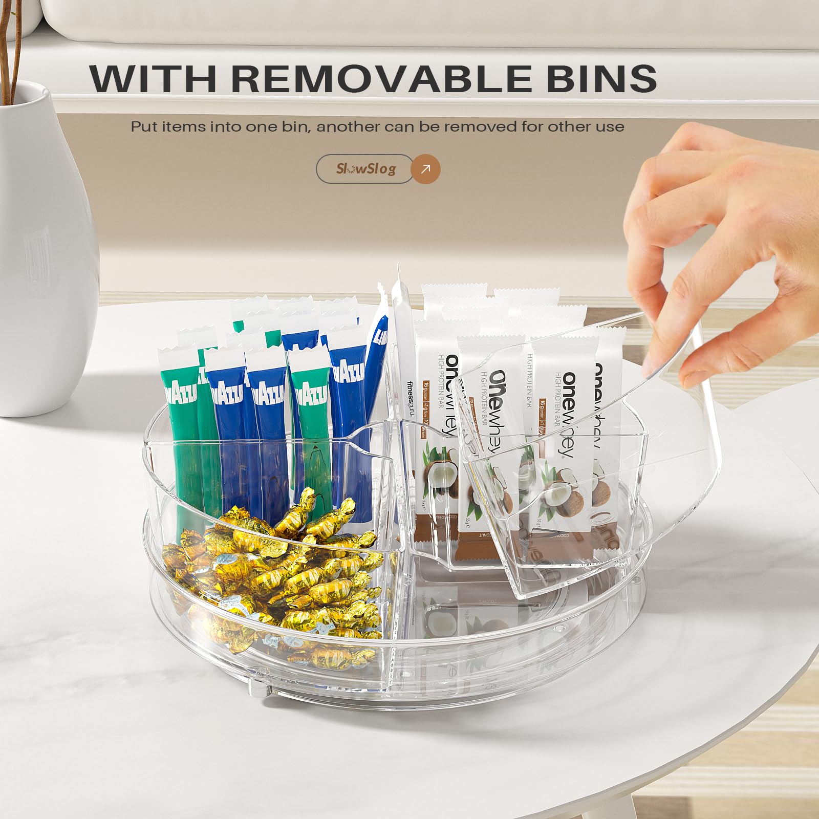 Slow Slog Lazy Susan smooth-rotation with stainless steel bearings for effortless turning.