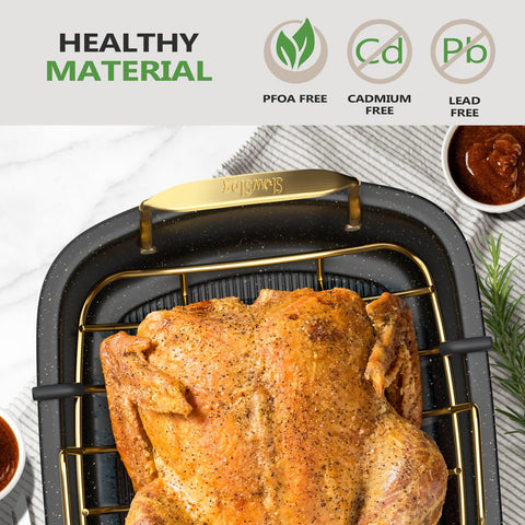 Slow Slog oven-safe roasting pan up to 450°F for versatile cooking.