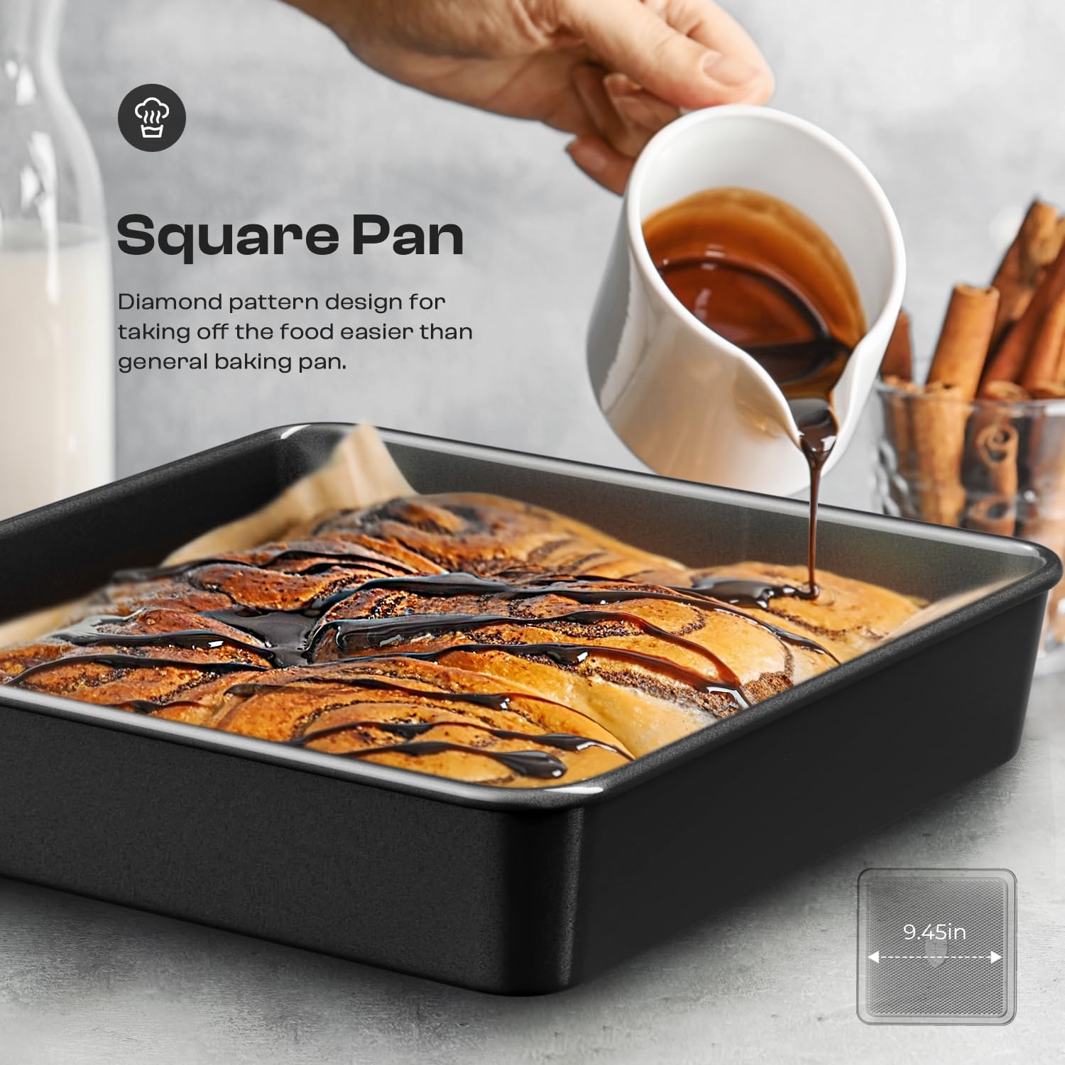Slow Slog square pan delivers versatile baking without warping at high temperatures.