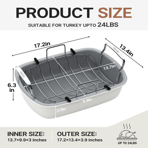 Slow Slog turkey pan with wide handles for comfortable lifting.