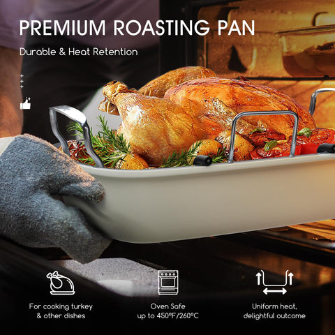 Slow Slog turkey pan with vegetables ready for roasting versatile for sides.
