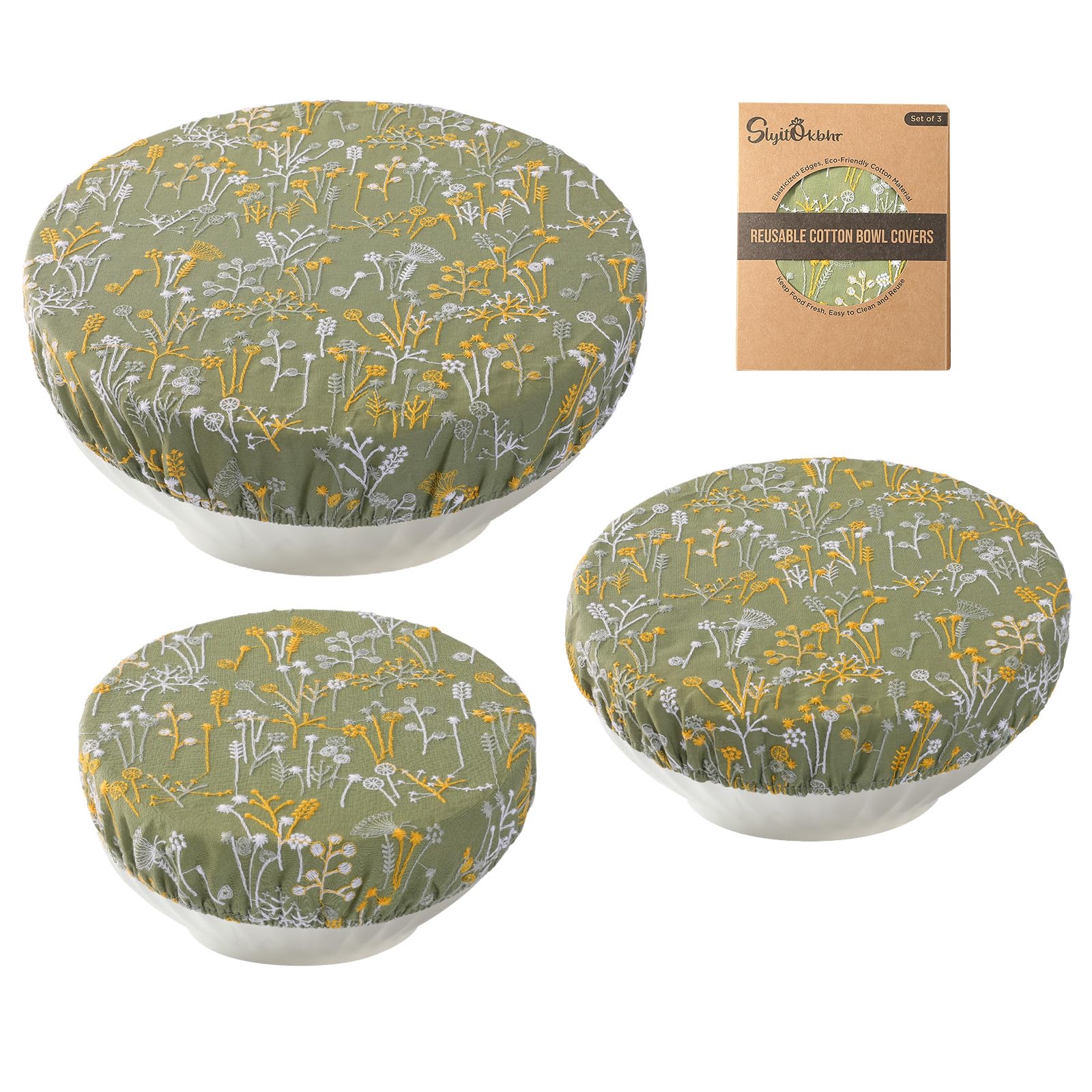 Slyitokbhr bowl cover with dandelion embroidery for elegant kitchen protection.