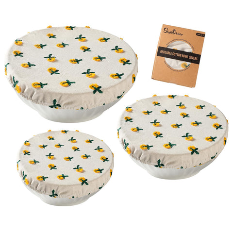 Slyitokbhr bowl covers with daisy embroidery for elegant food protection