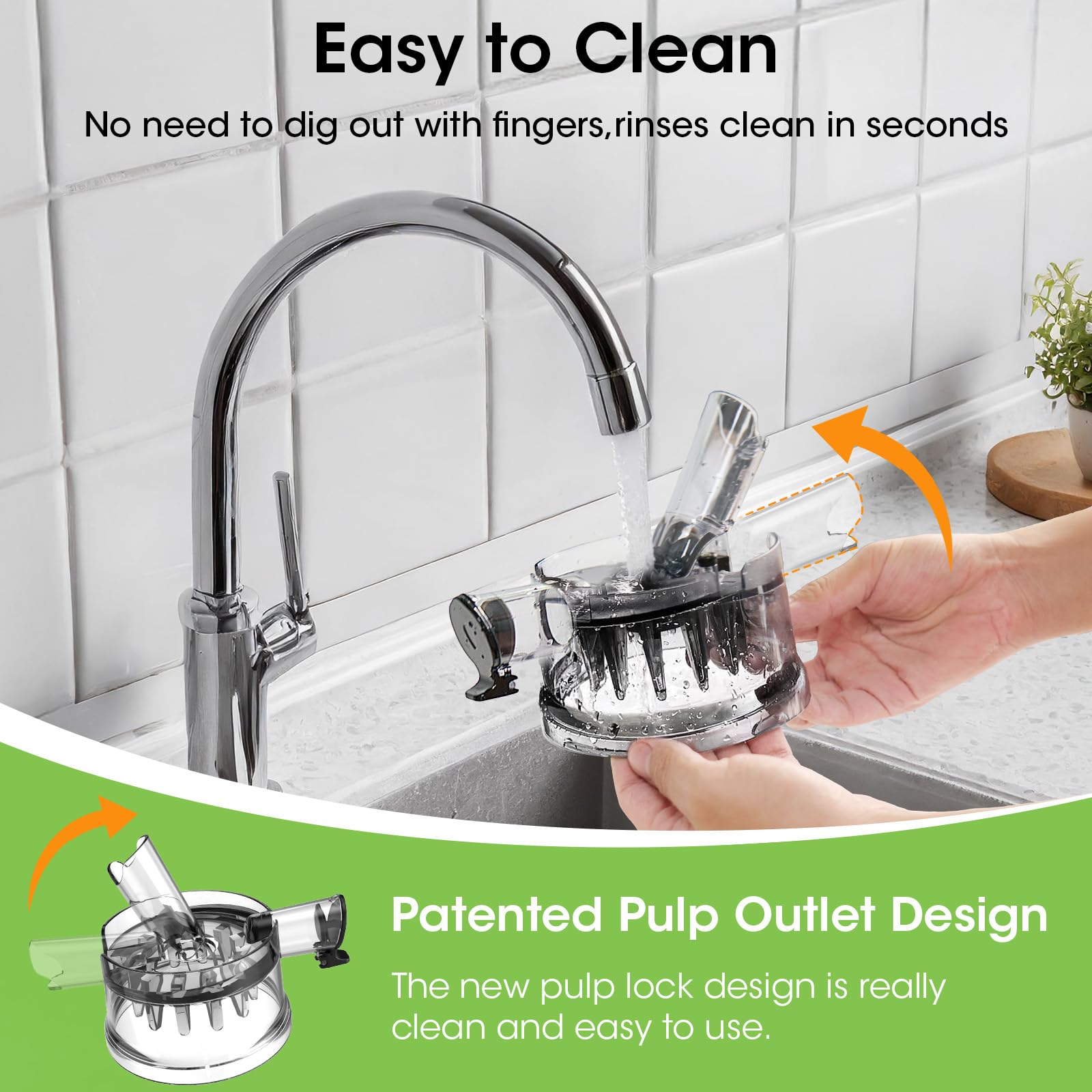 Safety-focused feed chute design for confident juicing.