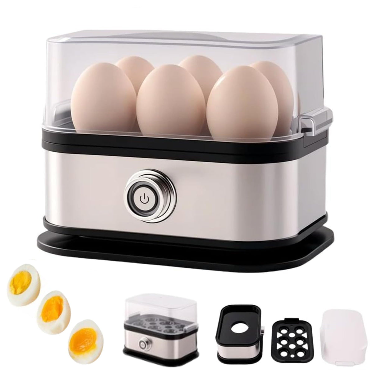 Smart Egg Cooker with 6-egg capacity for quick breakfasts