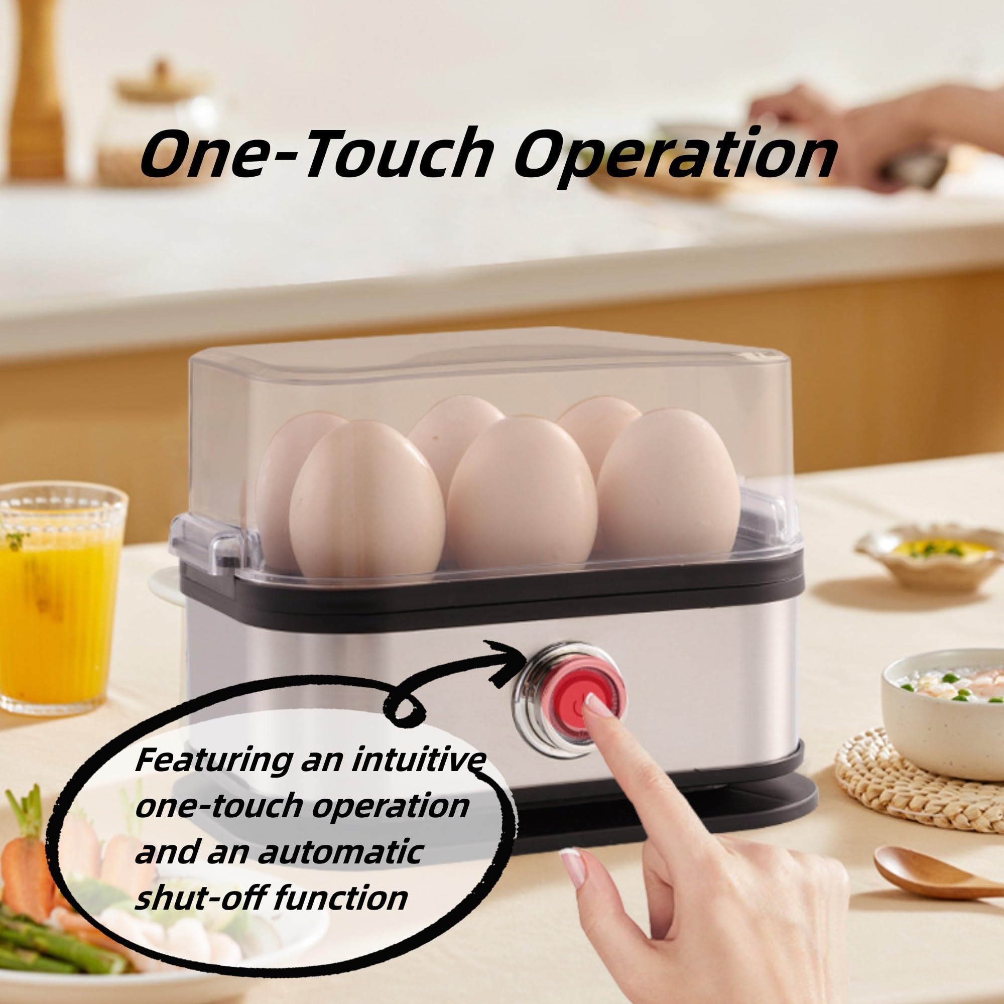 Smart Egg Cooker with auto shut-off prevents overcooking