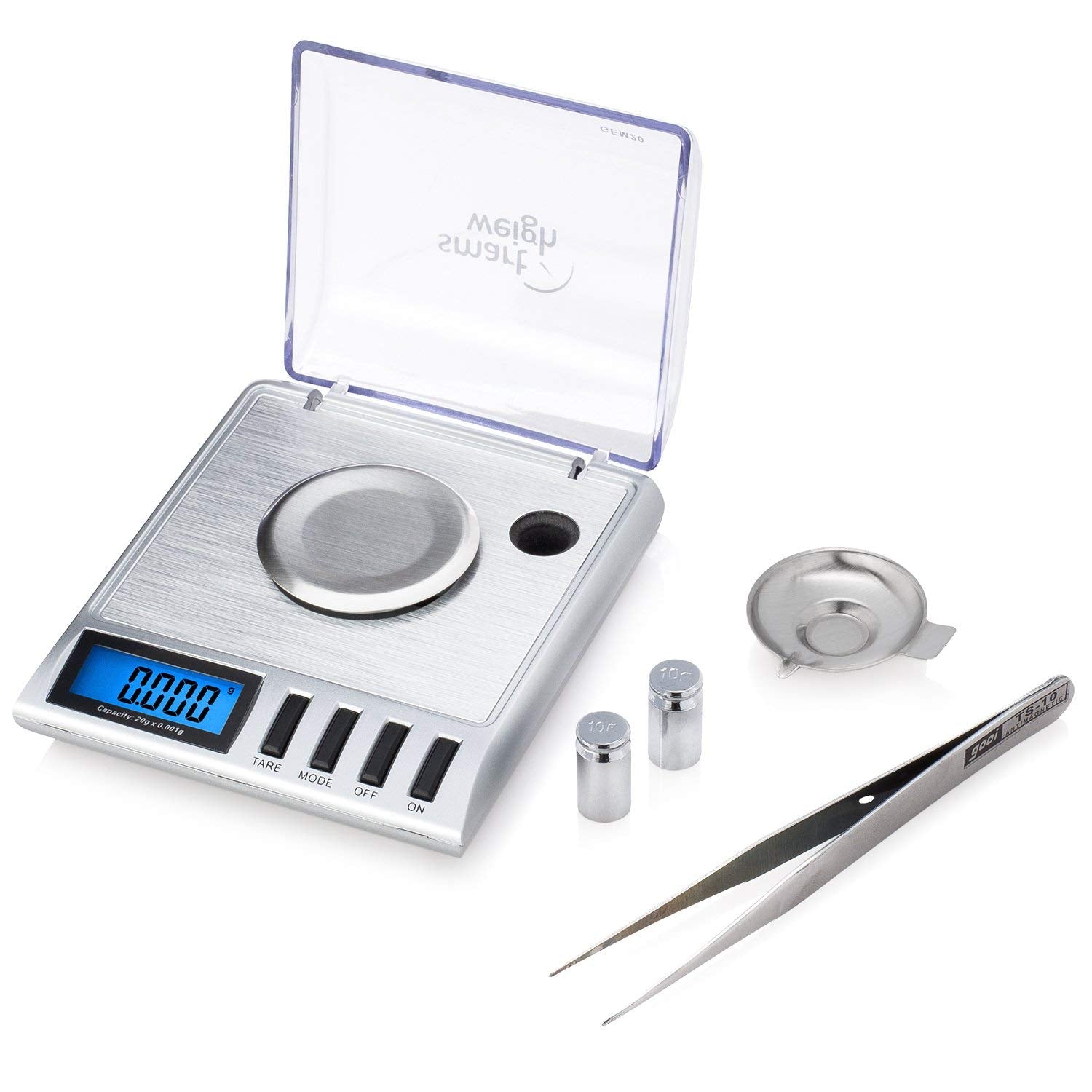 Smart Weigh GEM20 tweezers included for precise handling of tiny items