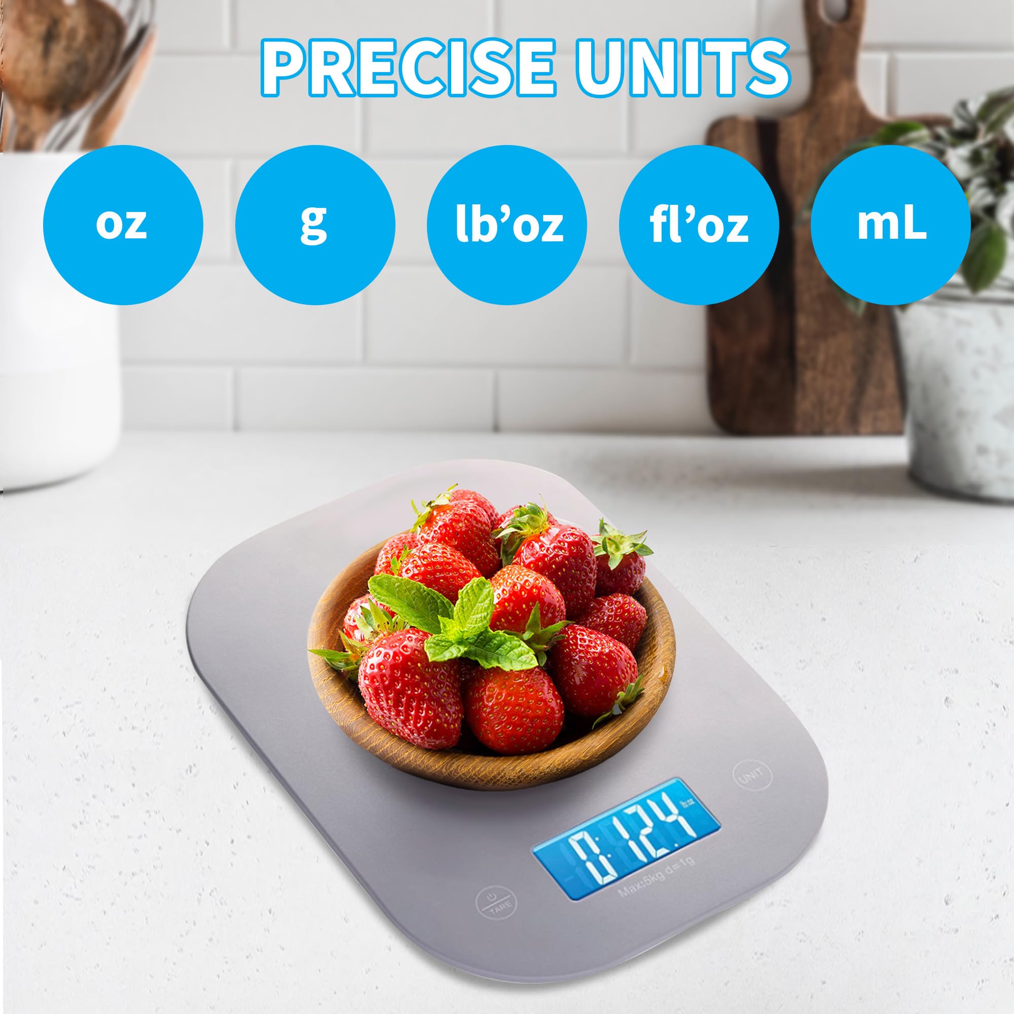 Smart Weigh gray scale with backlit display for easy reading while cooking