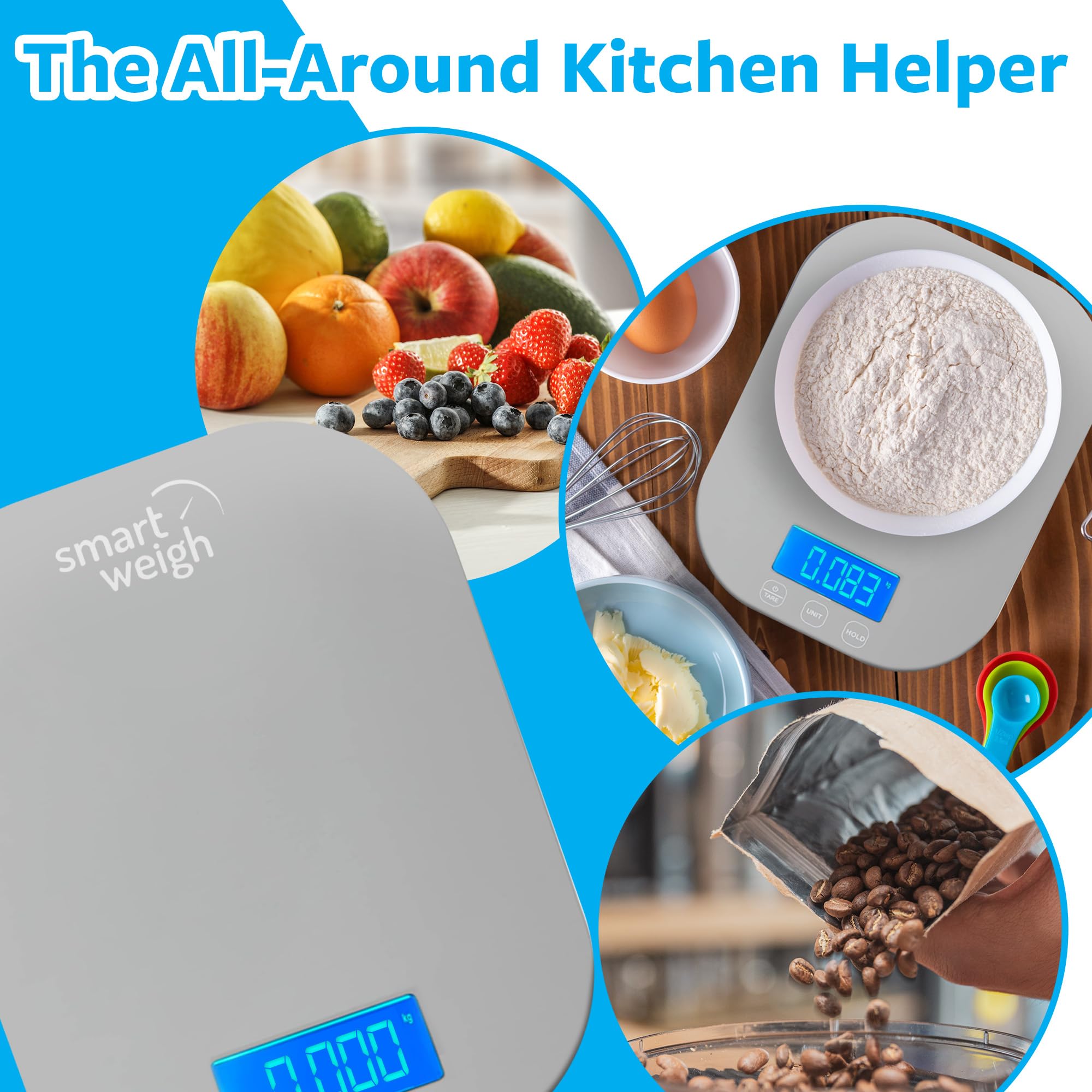 Smart Weigh scale in use on the counter for precise portioning