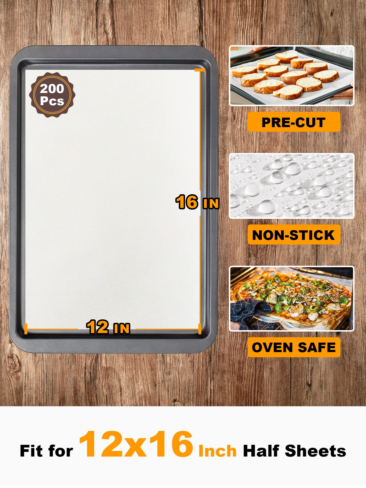 SMARTAKE 12x16-inch non-stick parchment on a baking tray