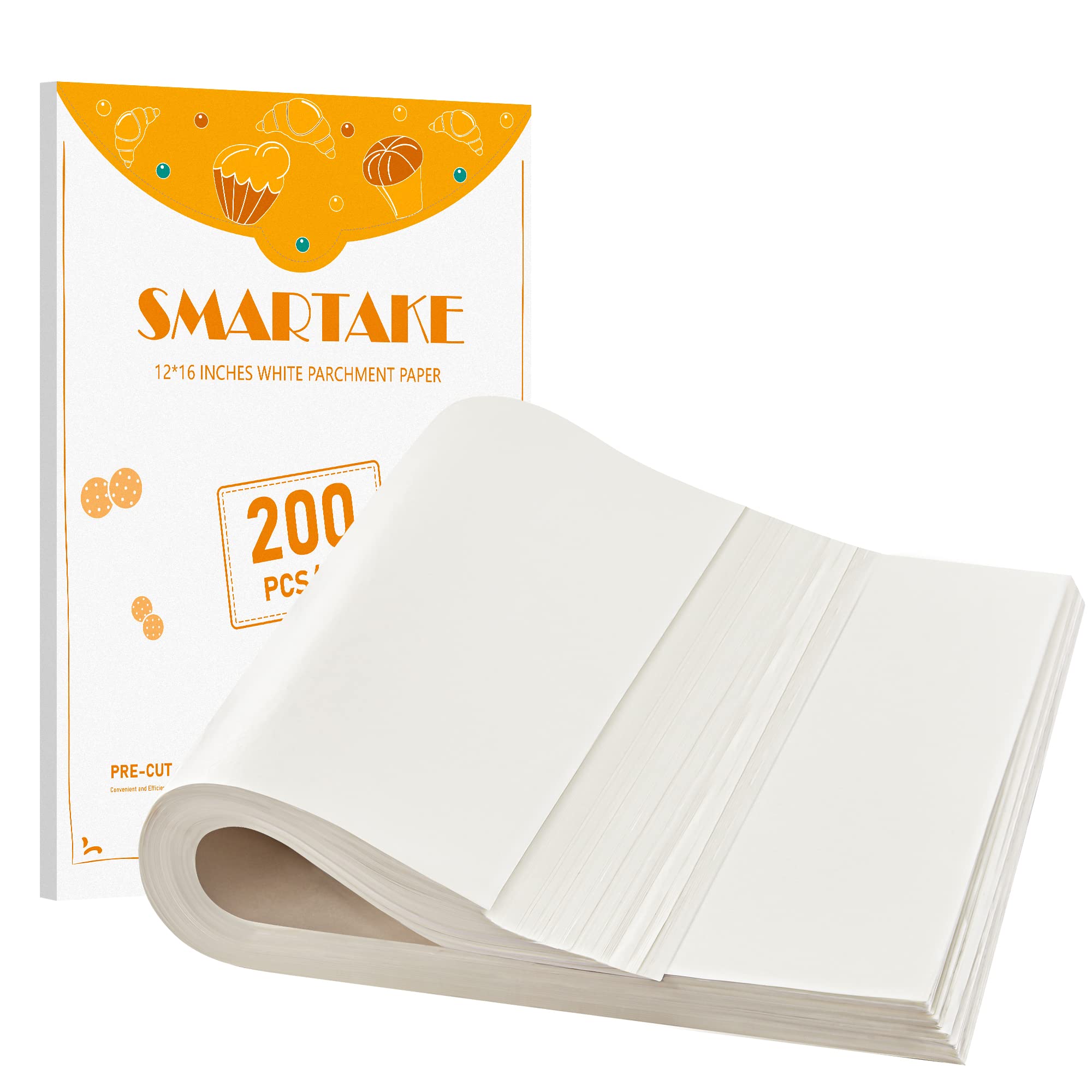 SMARTAKE 200 pre-cut parchment sheets for quick, mess-free prep