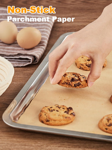 SMARTAKE half-sheet 12x16 parchment paper fits standard pans for quick setup.