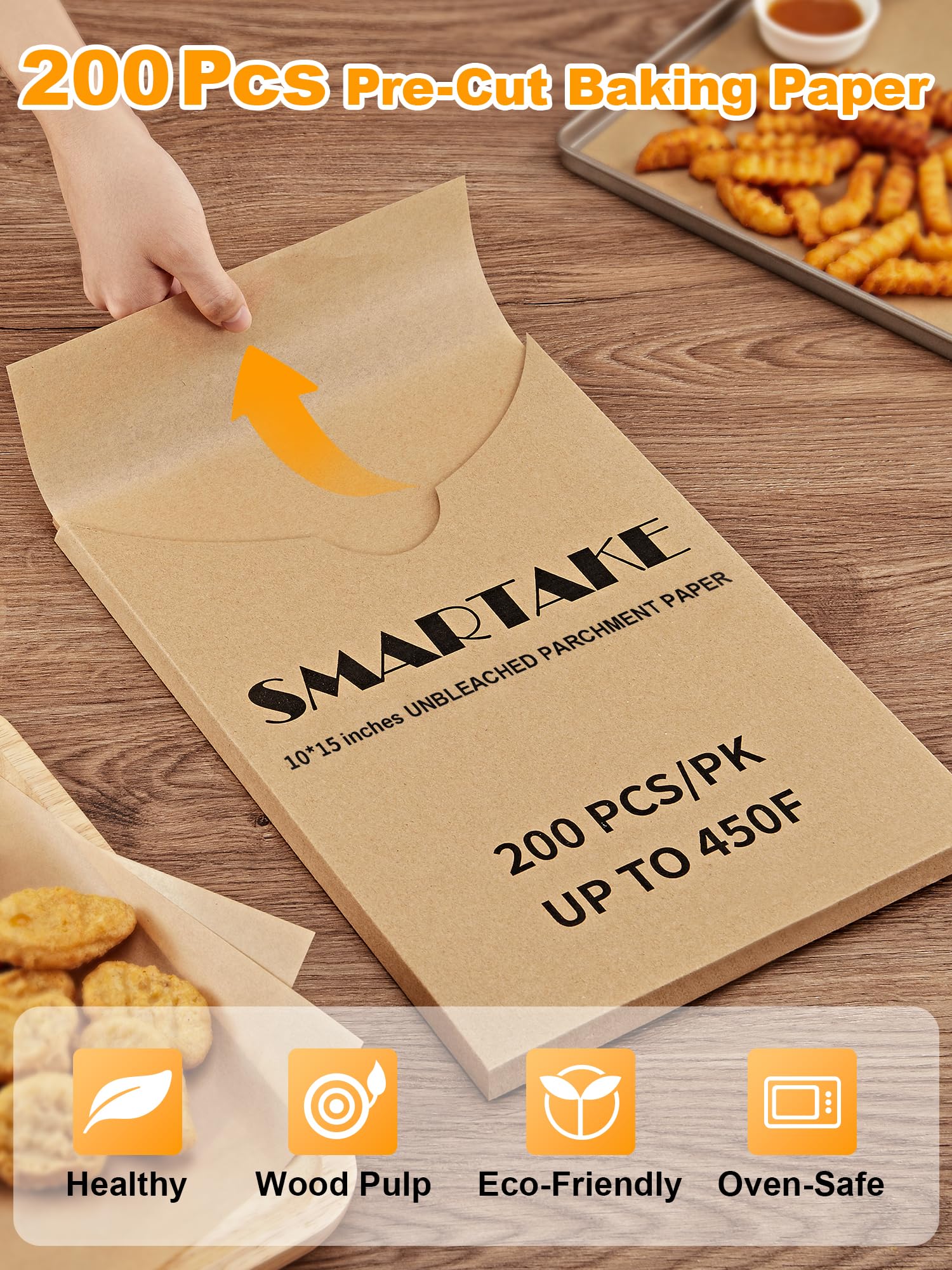 SMARTAKE parchment paper standing up to 450°F for baking, grilling and steaming