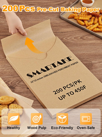 SMARTAKE parchment paper standing up to 450°F for baking, grilling and steaming