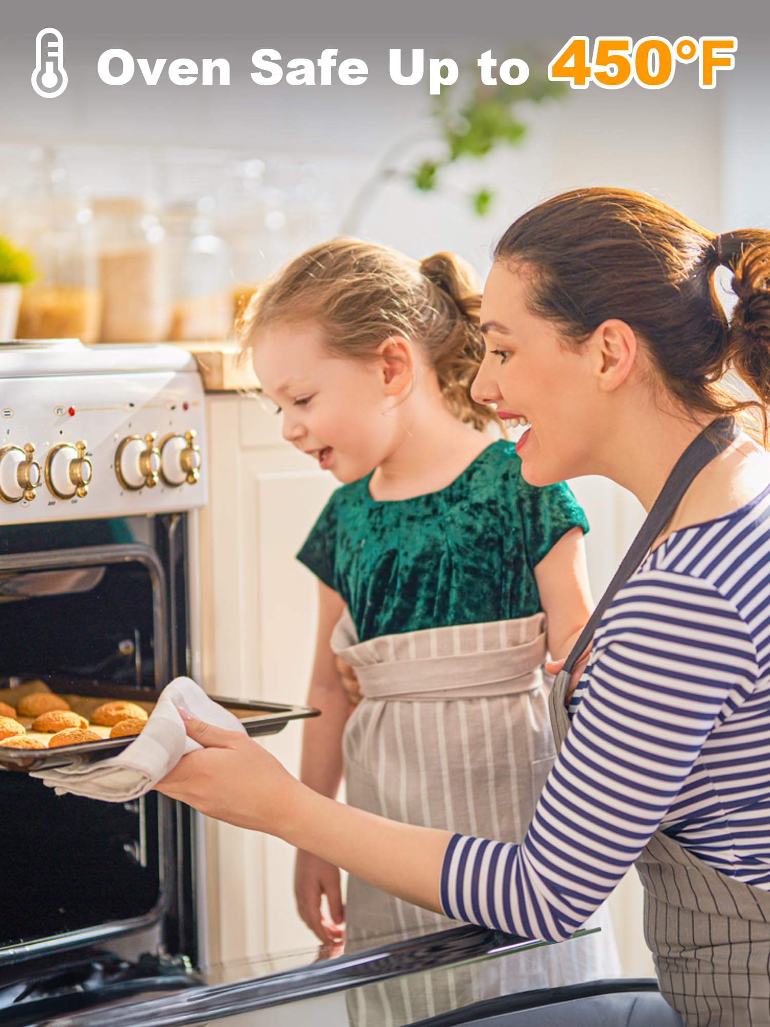 SMARTAKE heat-tolerant parchment withstands up to 450°F for versatile cooking.