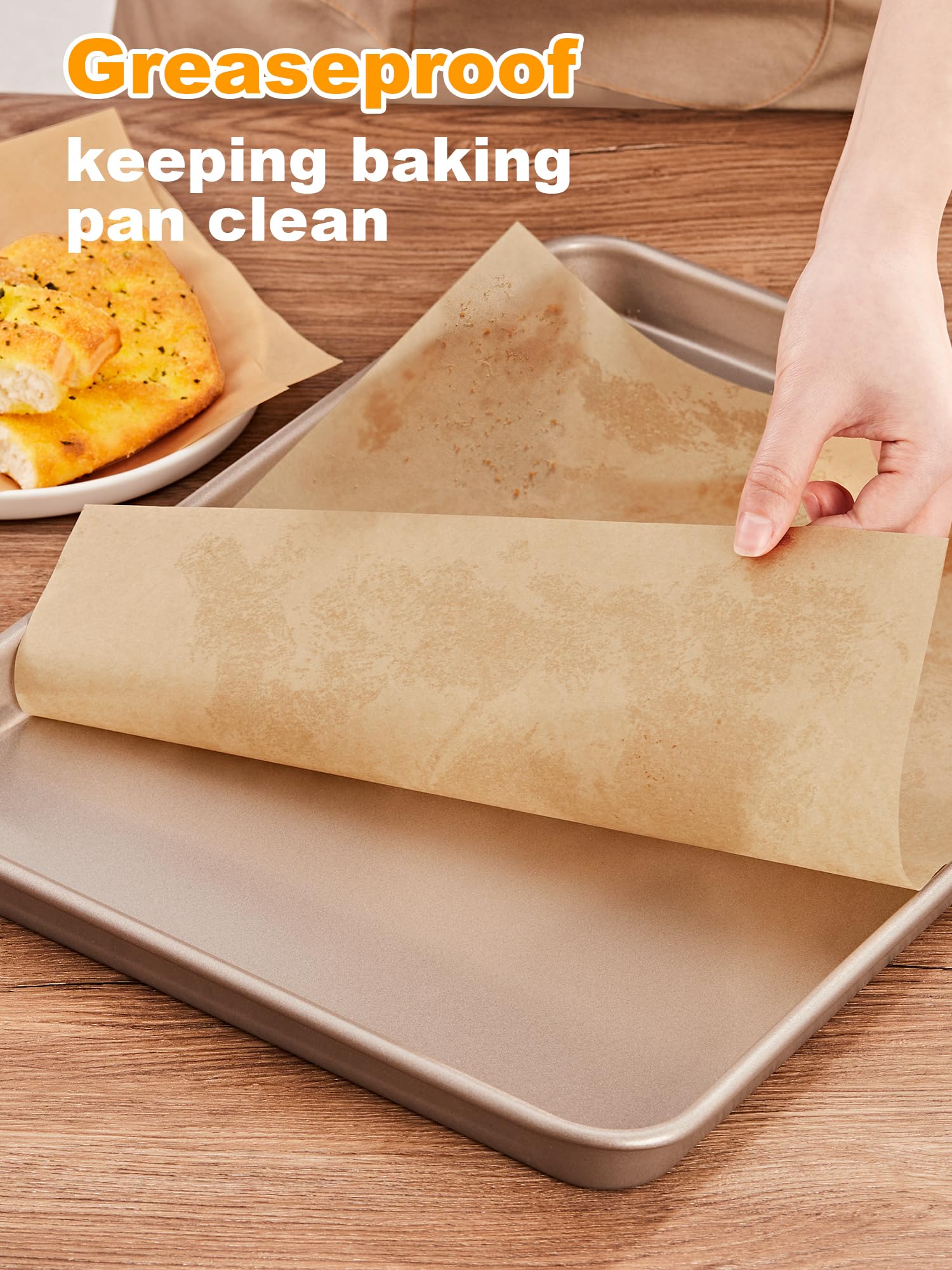 SMARTAKE nonstick coated paper surface helps foods release cleanly.