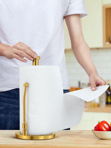 SMARTAKE paper towel holder wide top handle enables easy carrying around the kitchen.