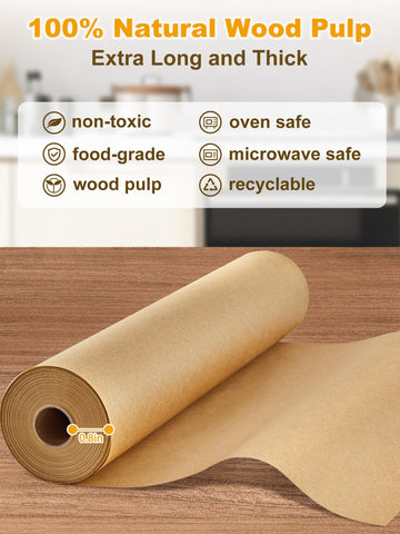 SMARTAKE parchment paper roll is oven-safe up to 450°F for versatile use