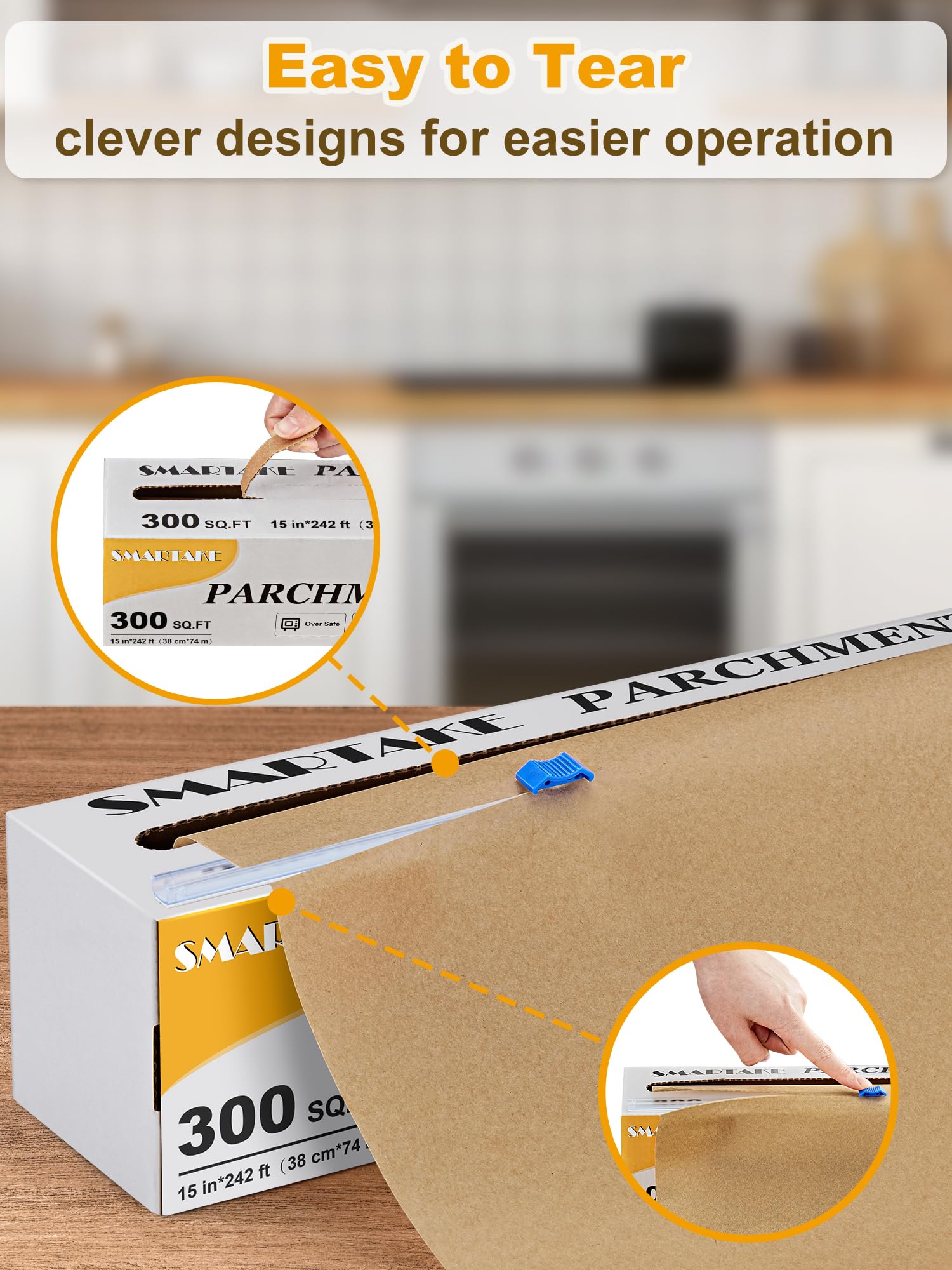 SMARTAKE parchment roll is unbleached and recyclable for eco-friendly kitchens