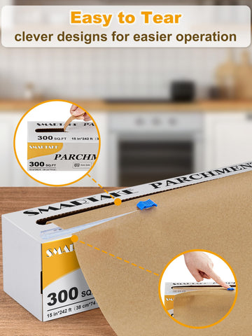 SMARTAKE parchment roll is unbleached and recyclable for eco-friendly kitchens