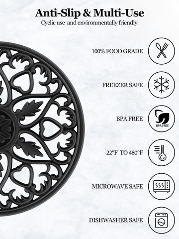 SMARTAKE silicone trivet mats 8 inch diameter shield surfaces from heat