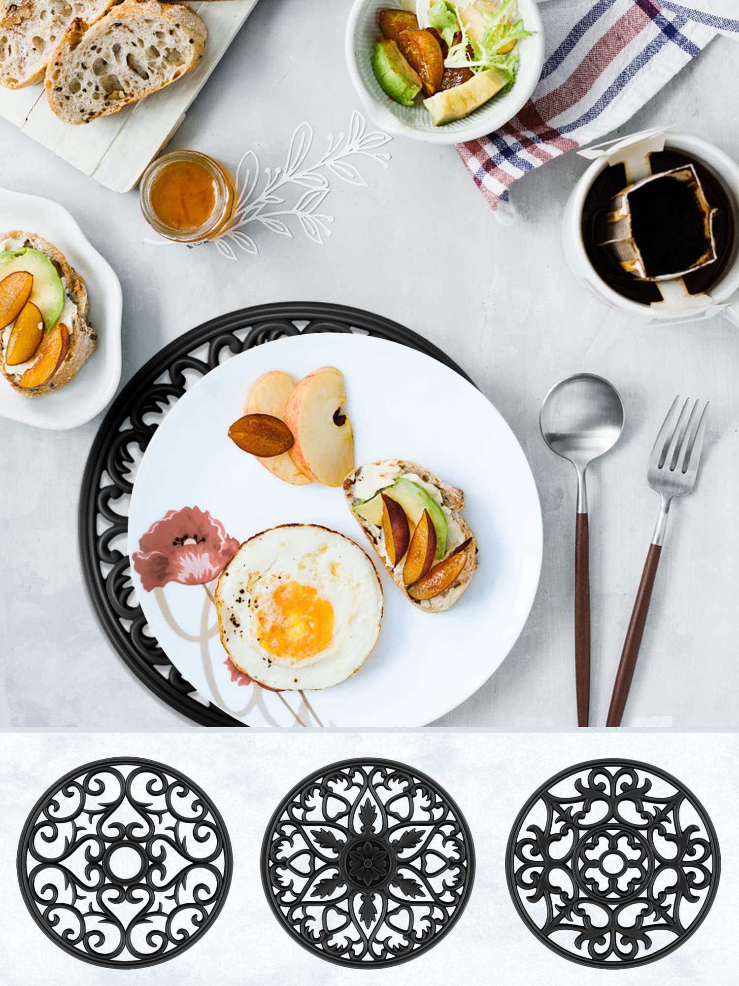 SMARTAKE anti slip trivet mats provide stable grip for hot pots