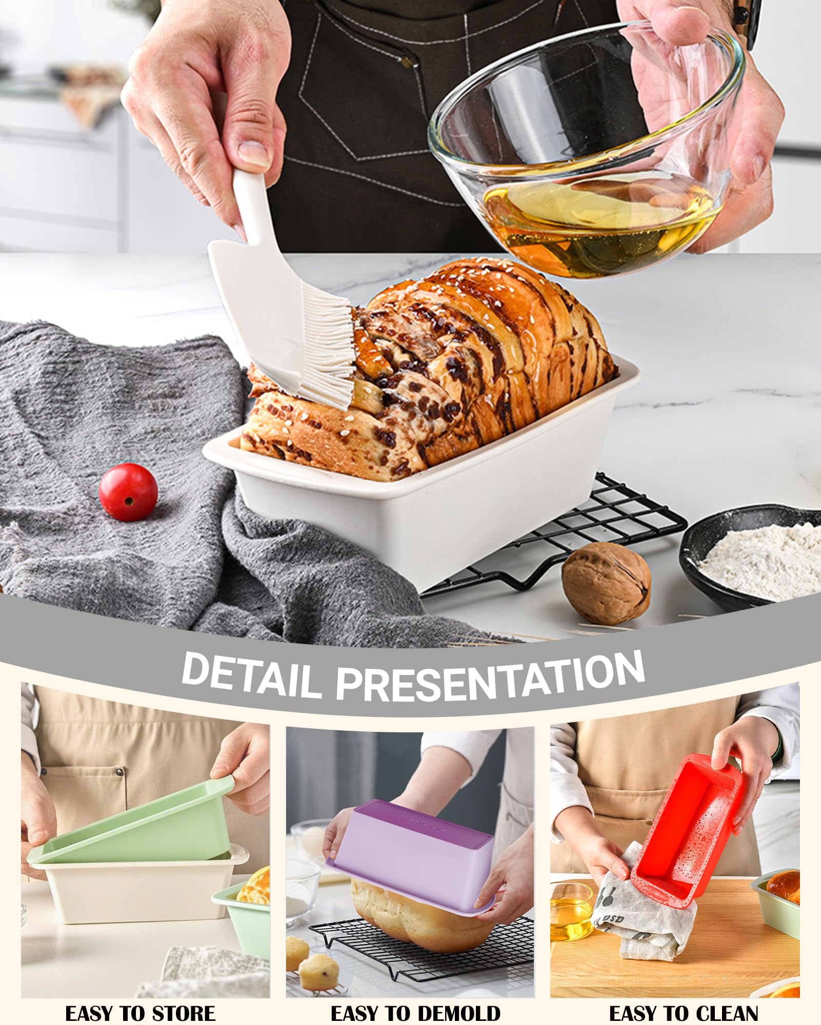 SmartKitch mini silicone bread loaf pan purple non-stick surface for clean releases