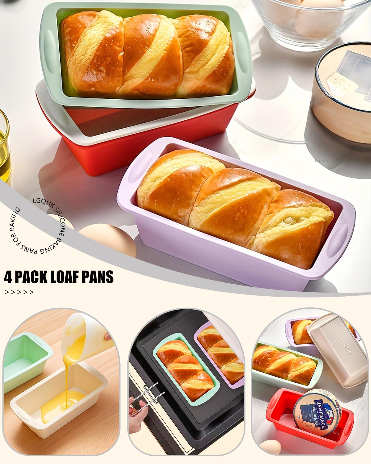 SmartKitch mini silicone bread loaf pan white durable BPA-free for repeat use