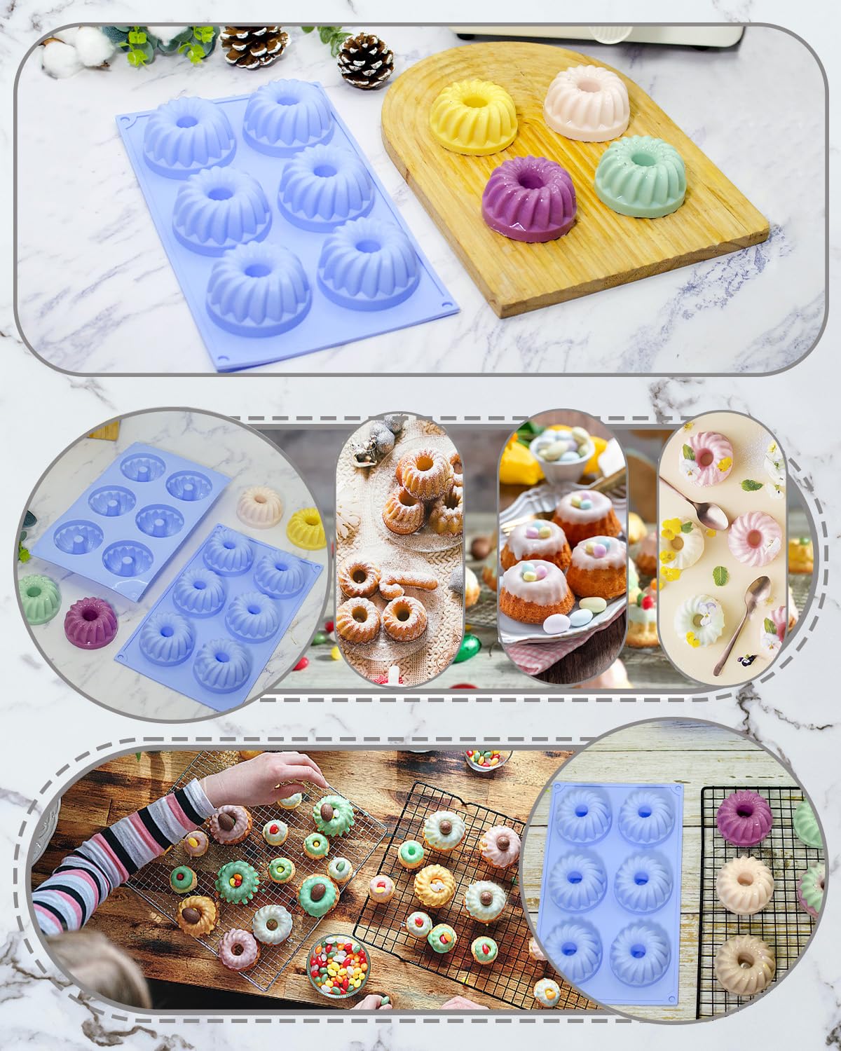 Blue silicone mold is reusable and durable for family-friendly baking sessions.