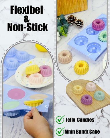 Nonstick release facilitated by silicone surface ensures easy unmolding and cleaning.