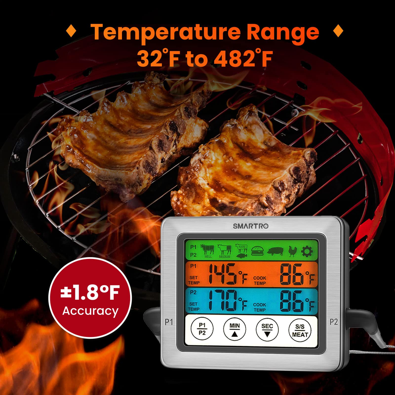 SMARTRO ST54 timer mode alerts when time or temperature is reached