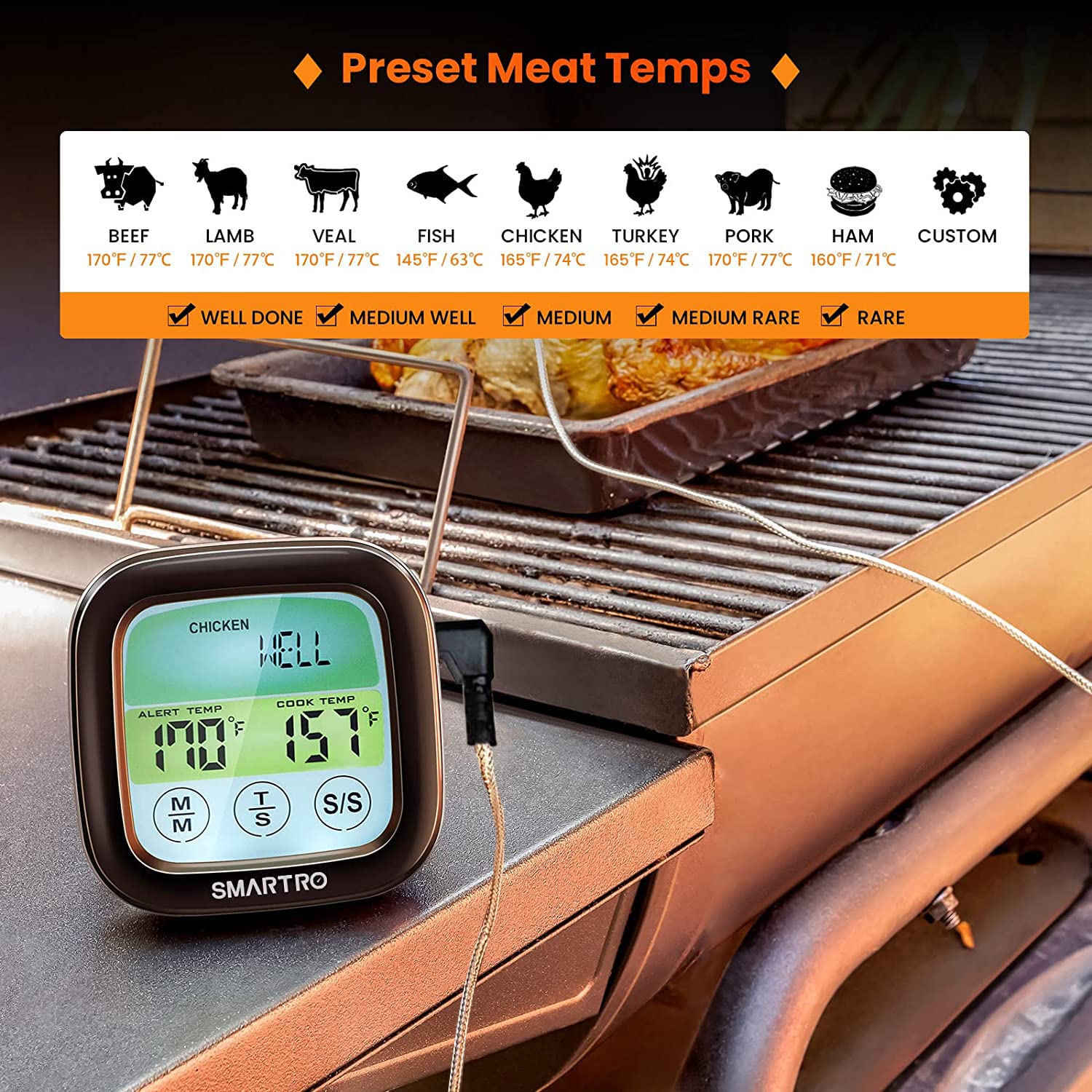 SMARTRO ST59's long 40-inch cord keeps hands safe while monitoring.