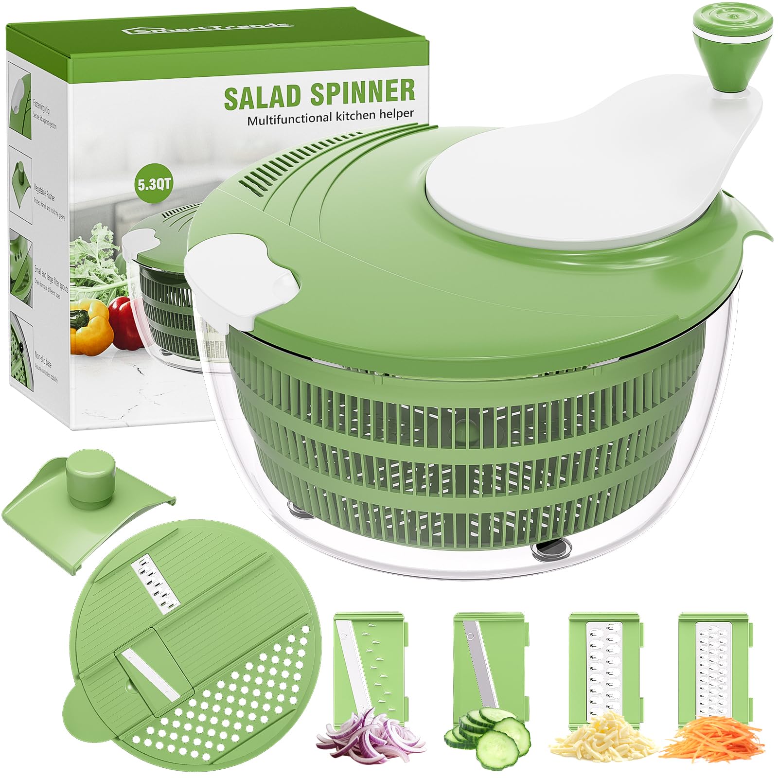 SmartTrends salad spinner lid with lock clip for secure spinning